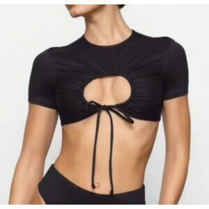 NWT Skims Recycled Swim Ruched T-Shirt S Onyx Summer Vacation Travel Sexy